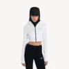 Felpe con cappuccio da donna in stile techwear, modello a bozzolo, colore bianco
