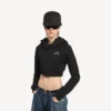 Felpe con cappuccio da donna “Techwear Cocoon” in nero Felpe con cappuccio da donna “Techwear Cocoon” in nero