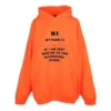 Felpe con cappuccio “Hi My Name Is” “Arancione fluorescente/Nero” 651799TKVK57513