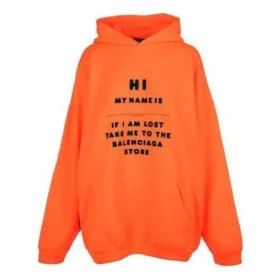 Felpe con cappuccio “Hi My Name Is” “Arancione fluorescente/Nero” 651799TKVK57513