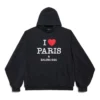 Felpe con cappuccio I Love Paris di Balenciaga, vestibilità larga “Black Faded” 803265TRVM61041