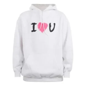 Felpe con cappuccio “I Love U” “Bianco” 570811TJVL69040