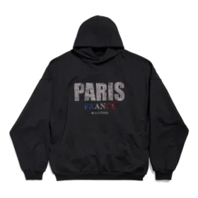 Felpe con cappuccio Paris Strass, vestibilità larga “Black” 803265TRVL41000