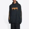 Felpe con cappuccio SBalenciaga Metallica, vestibilità oversize “Black Orange” 697879TMV891055