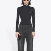 FW21 Maglia sportiva a maniche lunghe, vestibilità slim, nera 6617534B0B11077