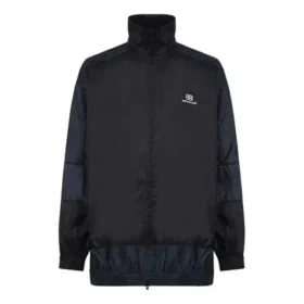 Giacca a vento in nylon patchwork con zip integrale “Navy Black” 623019TIO544100