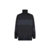 Giacca a vento in nylon patchwork con zip integrale “Navy Black” 623019TIO544100