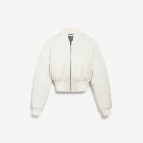 Giacca bomber corta da donna color avorio