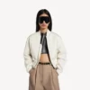 Giacca bomber corta da donna color avorio