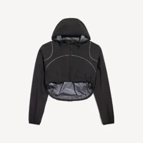 Giacca corta da donna in stile techwear, colore nero