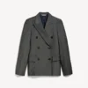Giacca da donna sartoriale a doppio petto in blu navy scuro