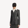 Giacca da donna sartoriale a doppio petto in blu navy scuro