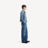 Giacca da moto in denim elasticizzato da uomo, blu scuro Giacca da moto in denim elasticizzato da uomo, blu scuro