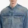 Giacca da moto in denim elasticizzato da uomo, blu scuro Giacca da moto in denim elasticizzato da uomo, blu scuro