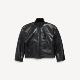 Giacca da uomo in montone con zip, colore nero Giacca da uomo in montone con zip, colore nero