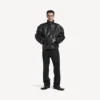 Giacca da uomo in montone con zip, colore nero
