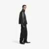 Giacca da uomo in montone con zip, colore nero