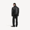Giacca da uomo in montone con zip, colore nero