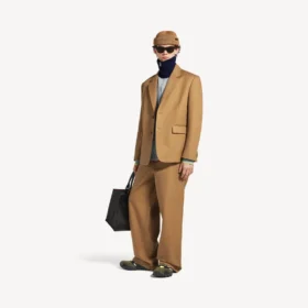 Giacca da uomo monopetto dalla vestibilità regolare in color cammello