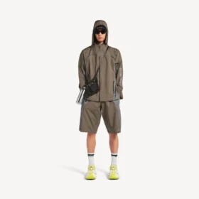 Giacca da uomo techwear con zip, colore grigio