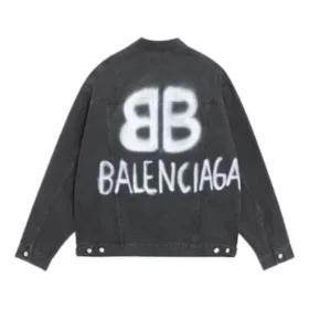 Giacca in Denim BB con effetto spray, vestibilità larga “Dark Grey White” 678354TIWA21440