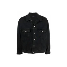 Giacca in Denim BB con effetto spray, vestibilità larga “Dark Grey White” 678354TIWA21440
