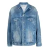 Giacca in denim BB Sprayed, vestibilità larga “Electric Blue Fuchsia” 678354TCW030406