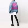 Giacca in denim BB Sprayed, vestibilità larga “Electric Blue Fuchsia” 678354TCW030406
