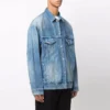 Giacca in denim BB Sprayed, vestibilità larga “Electric Blue Fuchsia” 678354TCW030406