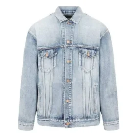 Giacca in denim BB Sprayed, vestibilità larga “Light Blue Yellow” 678354TDW143341