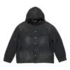 Giacca in Denim con cappuccio e bottoni effetto sbiancato “Black” 724653TNW541129