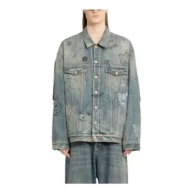 Giacca in Denim con graffiti “Light Blue” 721708TOW664036