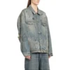 Giacca in Denim con graffiti “Light Blue” 721708TOW664036