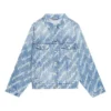 Giacca in Denim con logo script su tutta la superficie “Light Blue White” 681690TJW904200