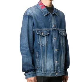 Giacca in Denim con logo sul collo “Blu” 571324TCW032340