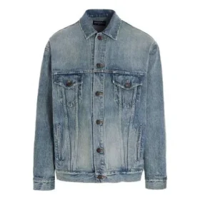 Giacca in Denim con stampa del logo universitario “Washed Light Blue” taglia L, fondata nel 1917 675207TJW795620