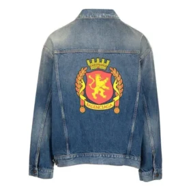 Giacca in Denim con toppa con emblema sul retro “Blue” 697781TBP484455