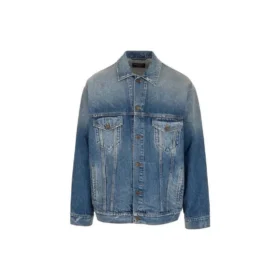 Giacca in Denim con toppa con emblema sul retro “Blue” 697781TBP484455