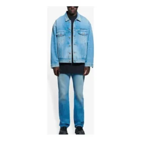 Giacca in Denim da uomo Balenciaga SS21 con logo classico, blu chiaro 657608TDW154307