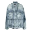 Giacca in Denim oversize con tagli e anelli “Blu” 697779TMW264437