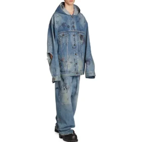 Giacca oversize con cappuccio “Blue” 719315TNW56-4268