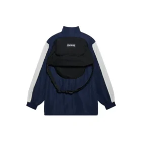 Giacca unisex ampia con inserti logo FW21, blu navy 663065TKO484063 Giacca unisex ampia con inserti logo FW21, blu navy 663065TKO484063