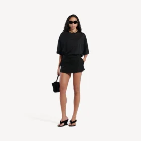 Gonna-pantaloncino mini da donna su misura in nero