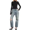 Jeans a gamba dritta con effetto consumato “Blue” 745149THW254245