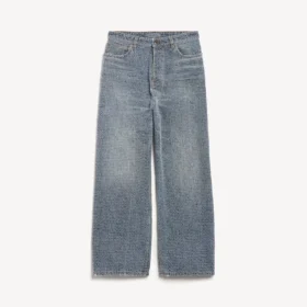 Jeans baggy da uomo con cuciture in stile Denim, blu scuro