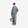 Jeans baggy da uomo con cuciture in stile Denim, blu scuro Jeans baggy da uomo con cuciture in stile Denim, blu scuro