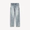 Jeans da donna con cuciture intrecciate in blu chiaro sbiancato
