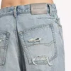 Jeans da donna con cuciture intrecciate in blu chiaro sbiancato