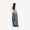 Jeans da donna larghi a cavallo basso in blu vintage sporco