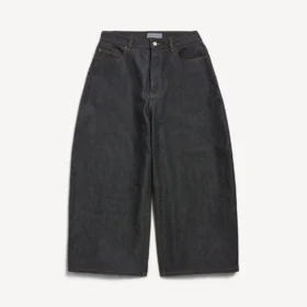 Jeans da uomo a gamba curva in indaco grezzo